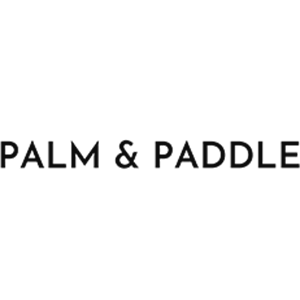 Palm and Paddle White Logo Black Letters